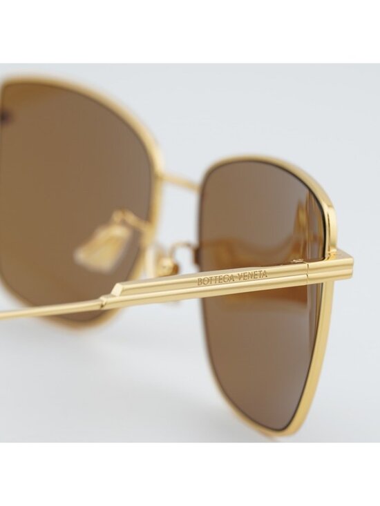 Bottega Veneta BV1237S 002 Sunglasses Gold Square Frame, Brown Lenses main image 7